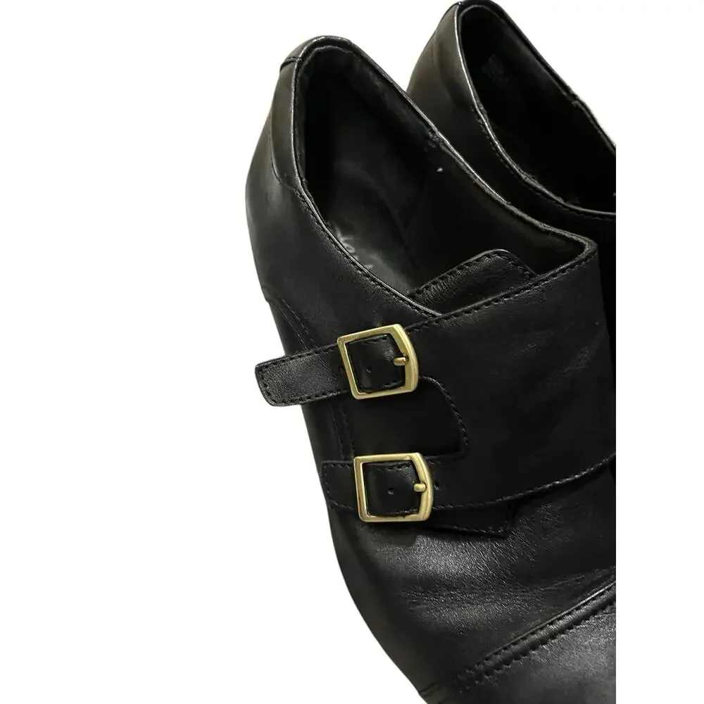 Clarks Bendables Womens Black Leather Heel Ankle Booties Size 9.5 Style 62597